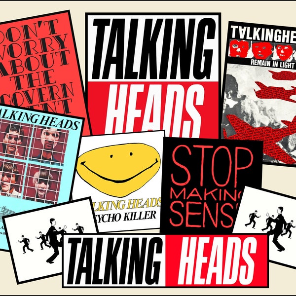 Talking Heads - 9 Large Glossy Vinyl Promo Stickers, Punk Rock Memorabilia