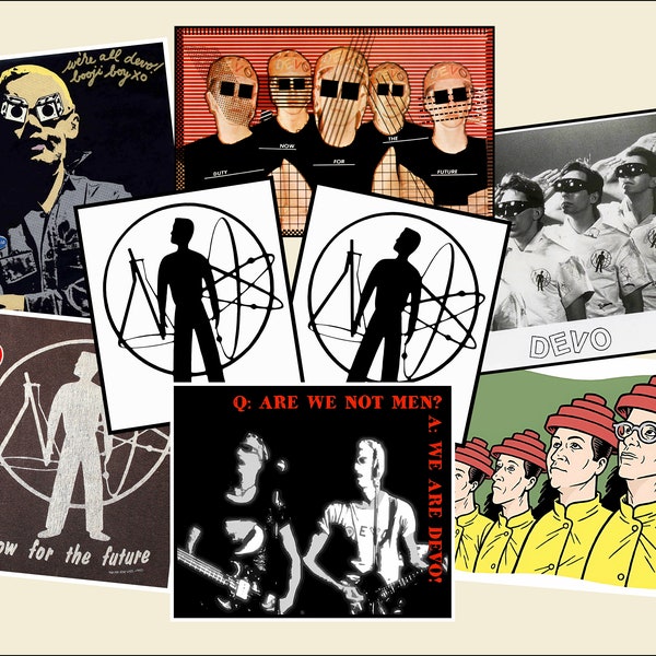 DEVO - 8 Large Glossy Vinyl Promo Stickers, Punk Rock Memorabilia