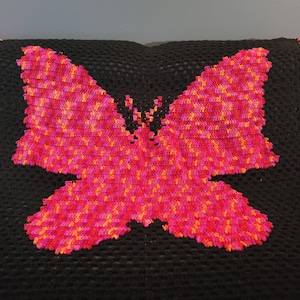 Butterfly Blanket; Pink Red Orange and Black Blanket; Butterfly Pattern; Crochet Pattern; Blanket Pattern; Butterfly Bedding