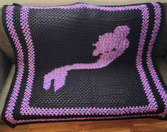 Mermaid Blanket; Pink Purple Blue and Black Blanket; Mermaid Pattern; Crochet Pattern; Blanket Pattern; Mermaid Bedding