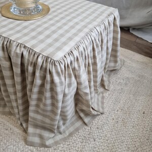 Custom Gingham Ottoman, Bench, Foorstool or Table Slipcover: Made-to-Measure, Gathered Skirt frill skirt image 4