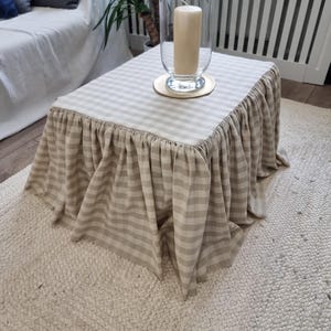 Custom Gingham Ottoman, Bench, Foorstool or Table Slipcover: Made-to-Measure, Gathered Skirt frill skirt image 1