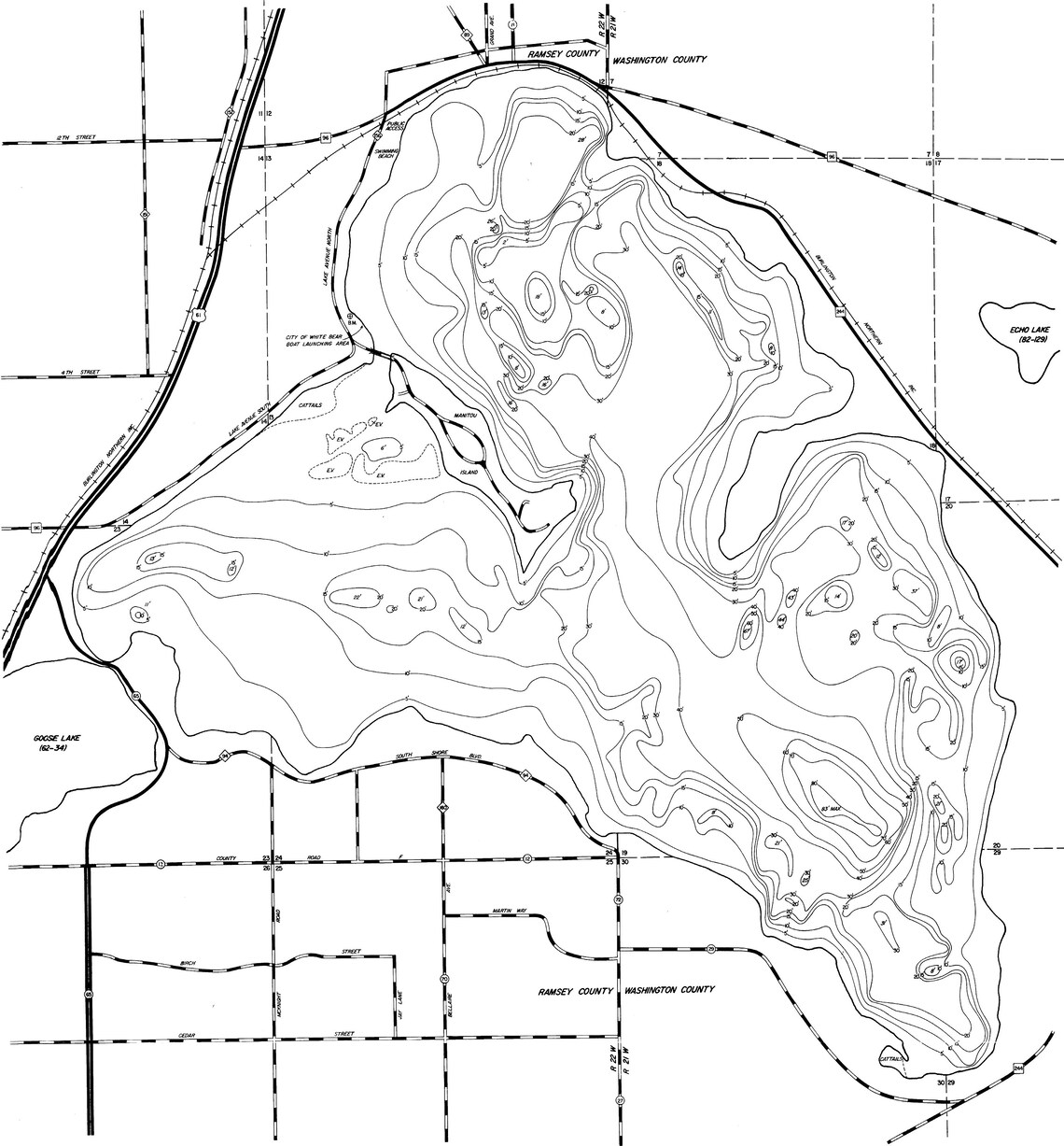 Handmade White Bear Lake Topographic Map Pendant Etsy
