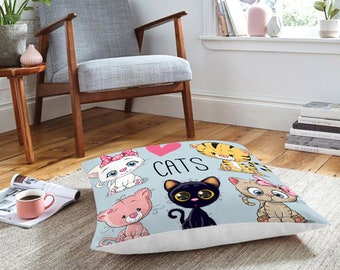 28x28 Child Floor Cushion, Large Floor Cushion Cover, Printed Floor Cushion, Children's Designer Cushion, Printed Cushions, Kids Room Decor