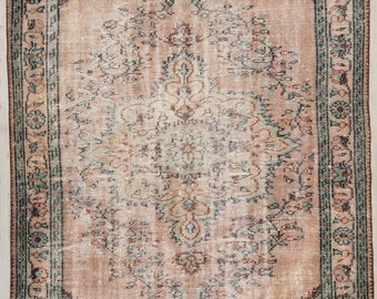 Oriental Rug 5.18 x 8.89 ft, Medallion Wool Rug, Hand Knotted Rug, Distress Area Rug, Oushak Rug, Large Rug, Anatolian Rug, Carpet Turkish