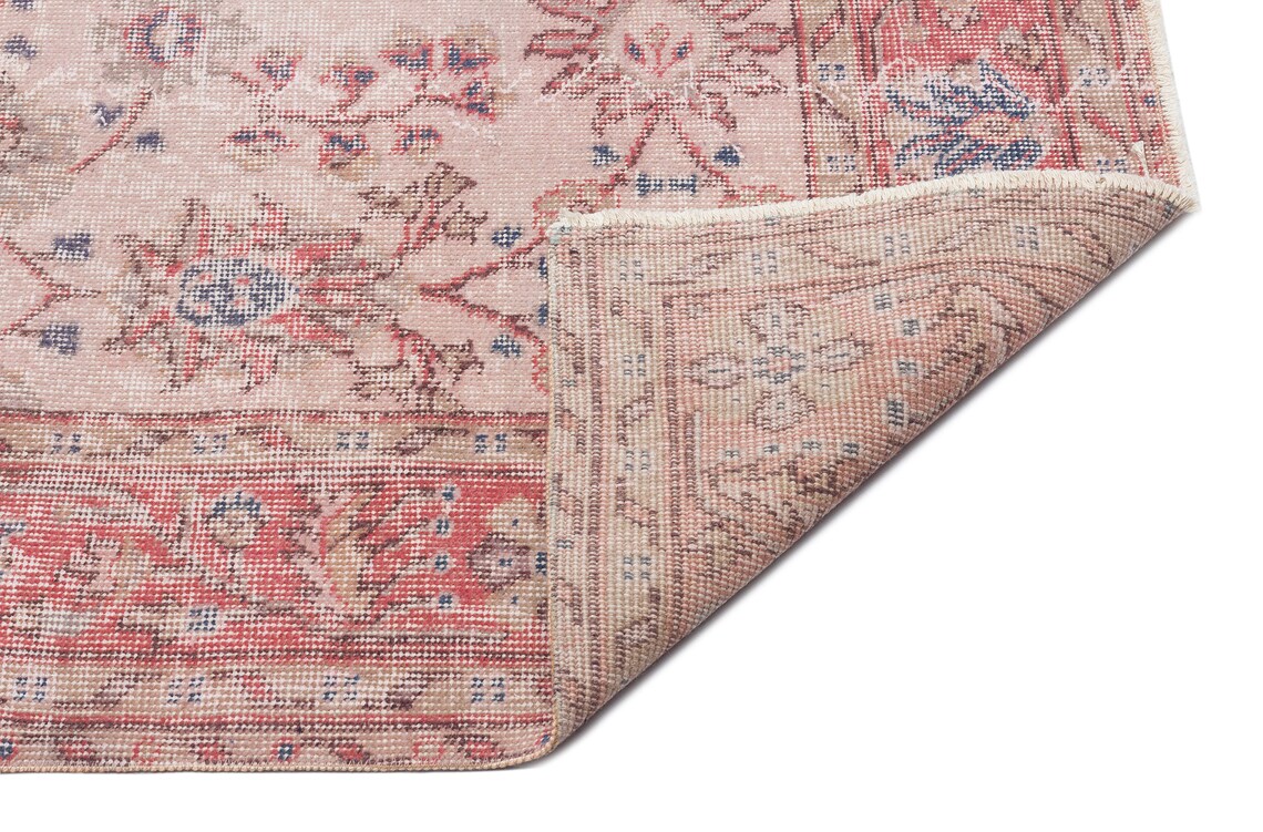 Pink Distress Rug 4.95 x 8.36 ft Turkish Rug Vintage Rug Etsy