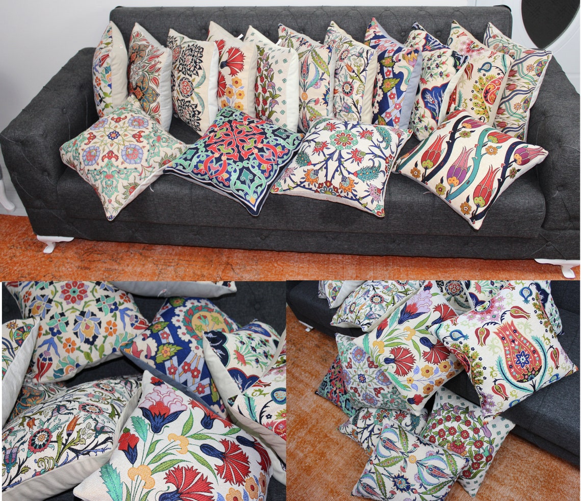 17x17 Tapestry Pillow Cases Ottoman Pillow Turkish Pillows Etsy UK