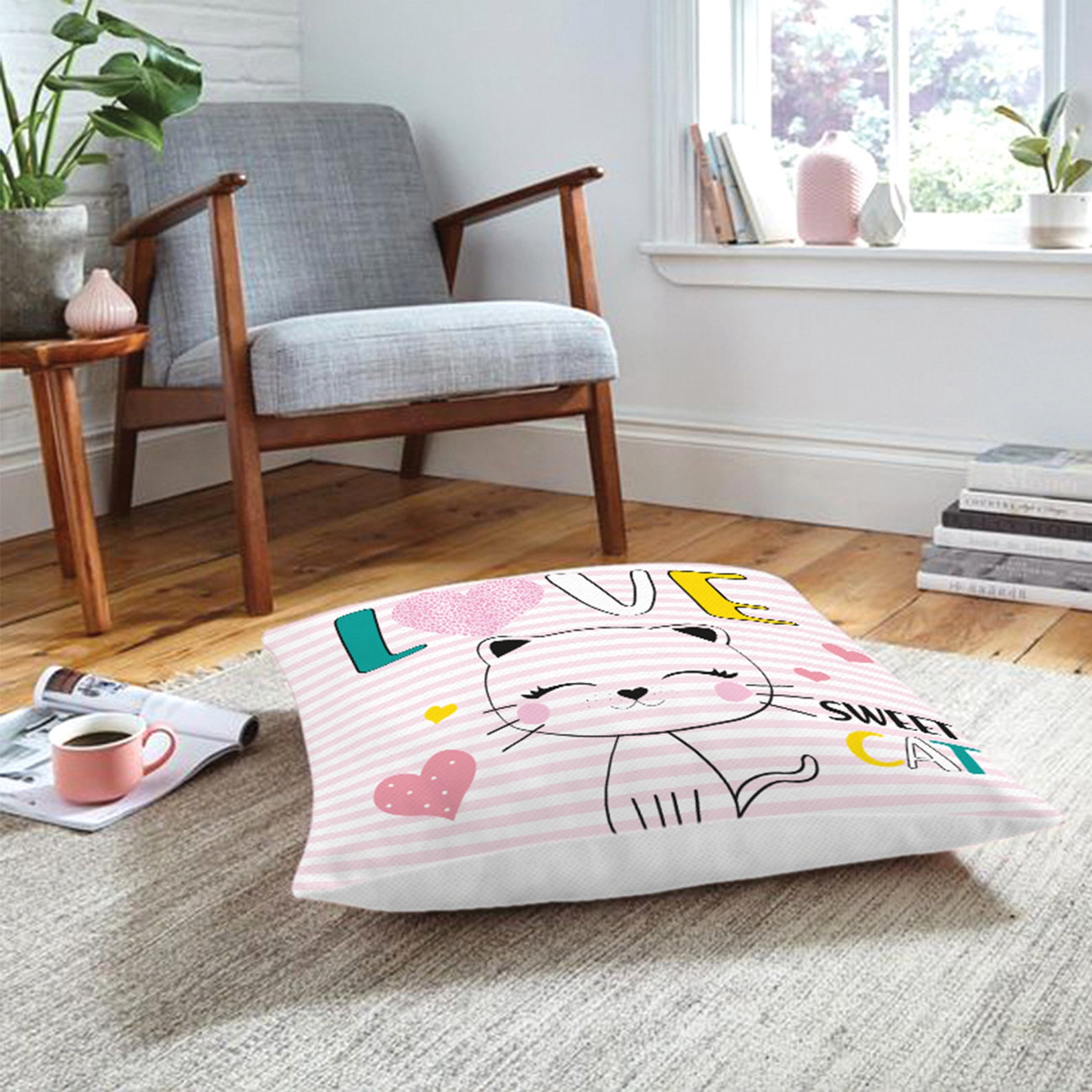 28x28 Child Floor Cushion Large Floor Cushion Cover Printed Etsy