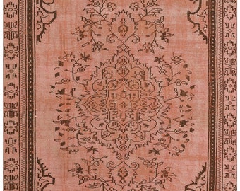 Boho Chic Oasis Rug: Handmade Turkish Brown Distressed Rug, 4.72 x 8.10 ft, Perfect for Office or Bohemian Decor!