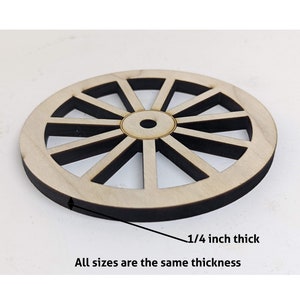 11 Spoke 1/4 in Thick Solid Wooden Craft Wheels set of 4, Choose Your