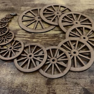 11 spoke craft wheels (set of 4), paintable craft wheels, wooden composite wheels 6, 5.5, 5, 4.5, 4, 3.5, 3, 2.5, 2, 1.75, 1.5, 1.25, 1 in