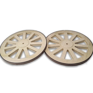 Timeless Artisan Wheel - Large Edition Wooden Poplar Wheels W/ Tread (Set of 2) wooden cart wheels, tea cart wheels, Furniture wheels
