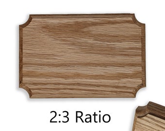 2:3 Ratio blank oak wood plaque (Satin Clear Coat) , With Key hole slots, Inset corners, Multiple Sizes