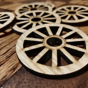 wooden wagon wheel (set of 4), oak veneer, strong wheels, cannon wheels, hobby wheels
