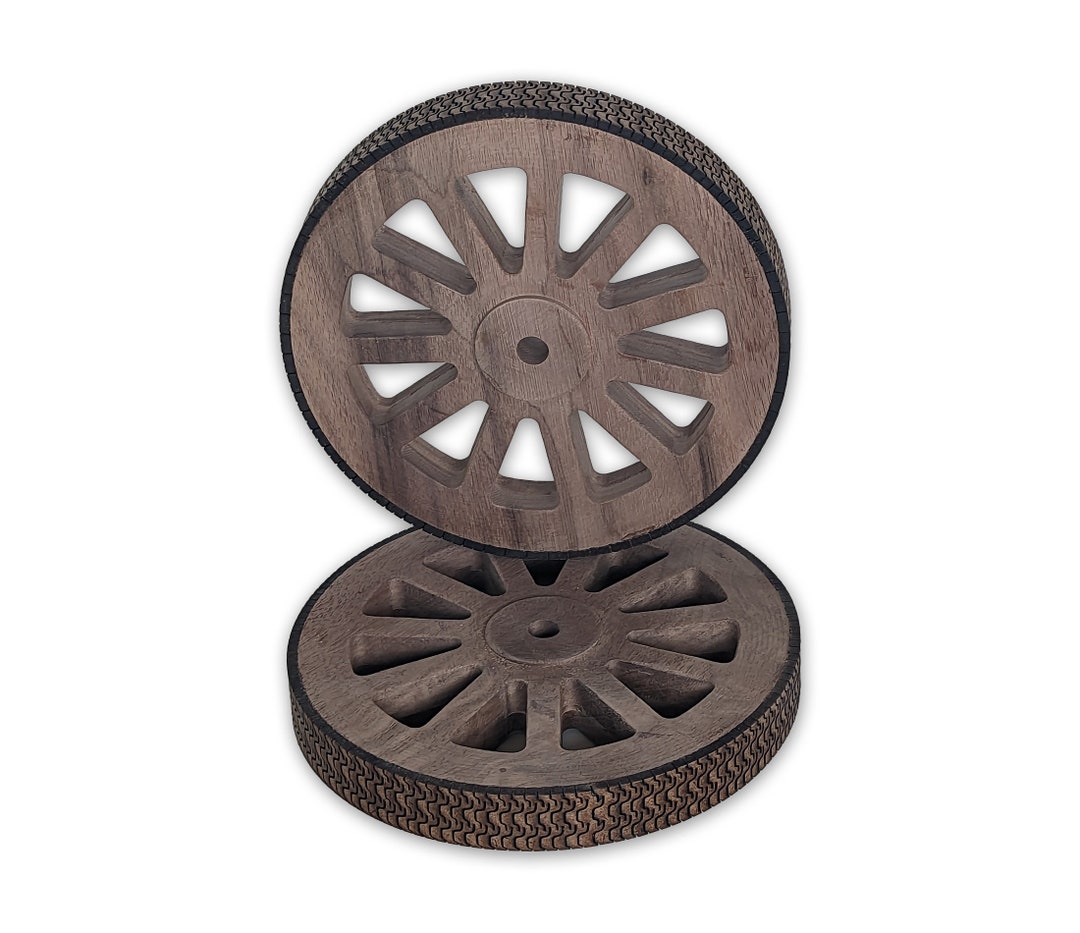6 Inch OD Wooden Walnut Wheels With Hard Tread, 0.75 in Thickness, 0.68 ...