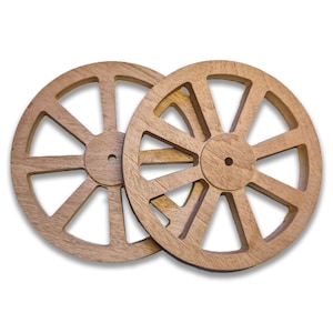 African Mahogany 8 spoke 0.5 in thick Wooden Craft Wheels (set of 2)