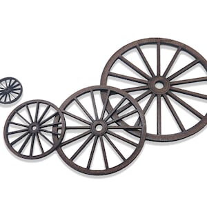 14 spoke wheels, wooden Composite , Wagon wheels, Paintable, sturdy construction (Set of 4)