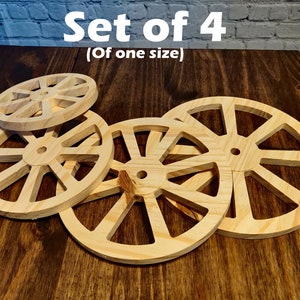 Wooden Wagon wheels 6 to 10.5 inch OD, cannon wheels, pine wheels, craft wheels, model wheels large wheels