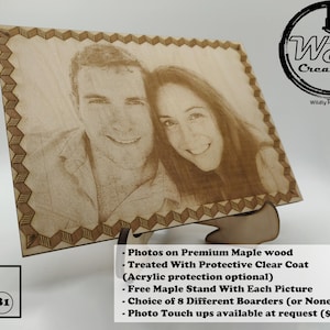 Wooden Photo, Laser engraved Photo, Photo Frame