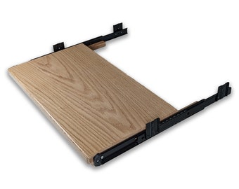 20x11 inch Gloss Clear Coat Oak Keyboard Tray, wooden keyboard tray slide