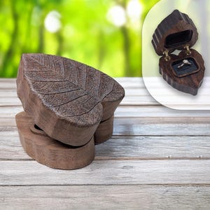 Leaf Ring Box, Heart shaped leaf box, Wooden ring Box, Engagement Ring Box, Unique Ring Box