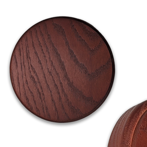 Red Oak Round Display Base: Dark Mahogany Stain, Trophy & Art Stand