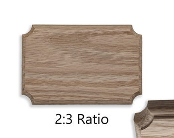 Medium - Small 2:3 Ratio blank oak wood plaque (unfinished) 5 - 25 inches , With Key hole slots, Inset corners, Multiple Sizes
