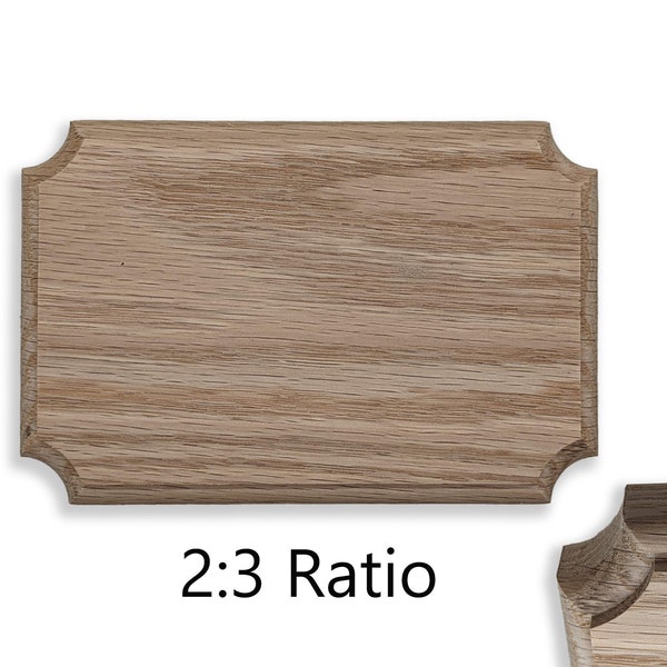 Medium - Small 2:3 Ratio blank oak wood plaque (unfinished) 5 - 25 inches , With Key hole slots, Inset corners, Multiple Sizes