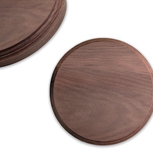 Round Display Base, Unfinished Solid Santos Mahogany, 7/8 in thick, 3/8 in Classical edging
