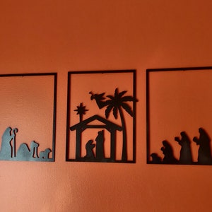 Nativity silhouette Frame Art, Nativity wall art, minimalist Nativity