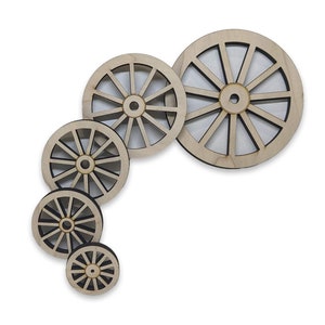 11 Spoke 1/4 in Thick Solid Wooden Craft Wheels set of 4, Choose Your