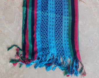 Afghan Flag Square Scarf Dusmal Bandana Middle East Pan Africa, COTTON, BLUE