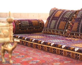 AFGHAN HATCHLOU Oriental Seating - Majlis - Toshak - Badesht - Silky Velvet Indoor / outdoor - Hookah lounge - Home 6pcs