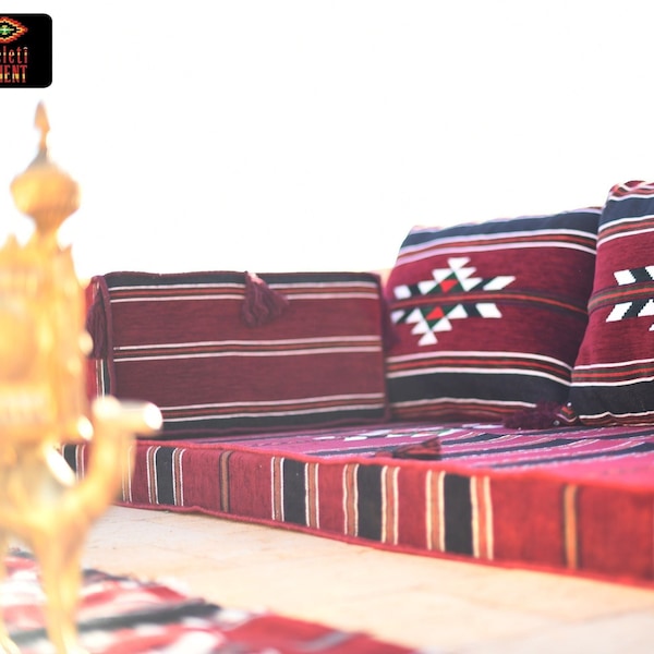 ARABIC Artuqid MAROON Oriental Seating - Majlis - Velvet - floor seating -sofa Indoor / outdoor - Hookah lounge - Home 6pcs