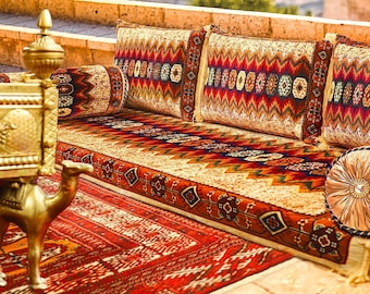 TASHKENT BEIGE Oriental Seating - Majlis - Toshak - Bukhara - Silky Velvet Indoor / outdoor - Hookah lounge - Home 6pcs