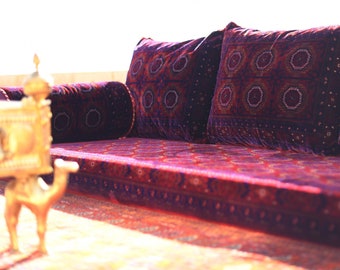 AFGHAN Bukhara Oriental Seating - Majlis - Toshak - Bukhara - Silky Velvet Indoor / outdoor - Hookah lounge - Home 6pcs