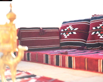 ARABIC Artuqid MAROON Oriental Seating - Majlis - Velvet - floor seating -sofa Indoor / outdoor - Hookah lounge - Home 6pcs