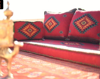 Mesopotamian hand-stitched ARABIC Oriental Seating - Majlis - floor seating - jalsa - floor sofa Indoor/outdoor - Hookah lounge - 6pcs