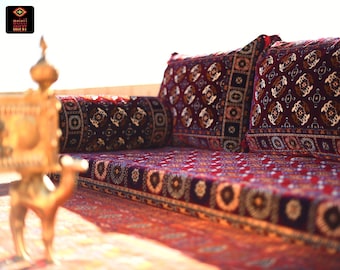 TURKMEN Bukhara Oriental Seating - Majlis - Toshak - Bukhara - Silky Velvet Indoor / outdoor - Hookah lounge - Home 6pcs