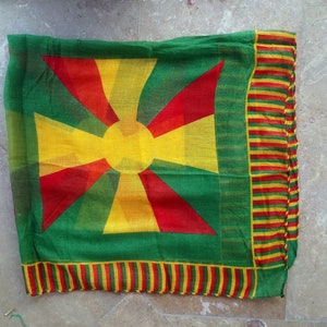 Red-Green-Yellow Rojava SCARF KURDISH Scarves Shemagh Keffiyeh Senegal Mali Africa Polyester