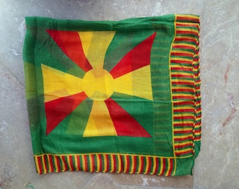 Red-Green-Yellow Rojava SCARF KURDISH Scarves Shemagh Keffiyeh Senegal Mali Africa Polyester
