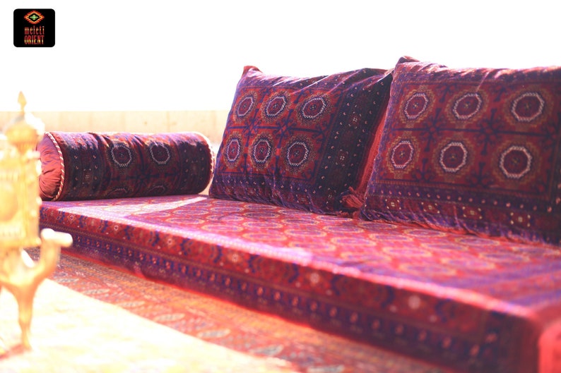 AFGHAN Bukhara Oriental Seating Majlis Toshak Bukhara Silky Velvet Indoor / outdoor Hookah lounge Home 4pcs image 7