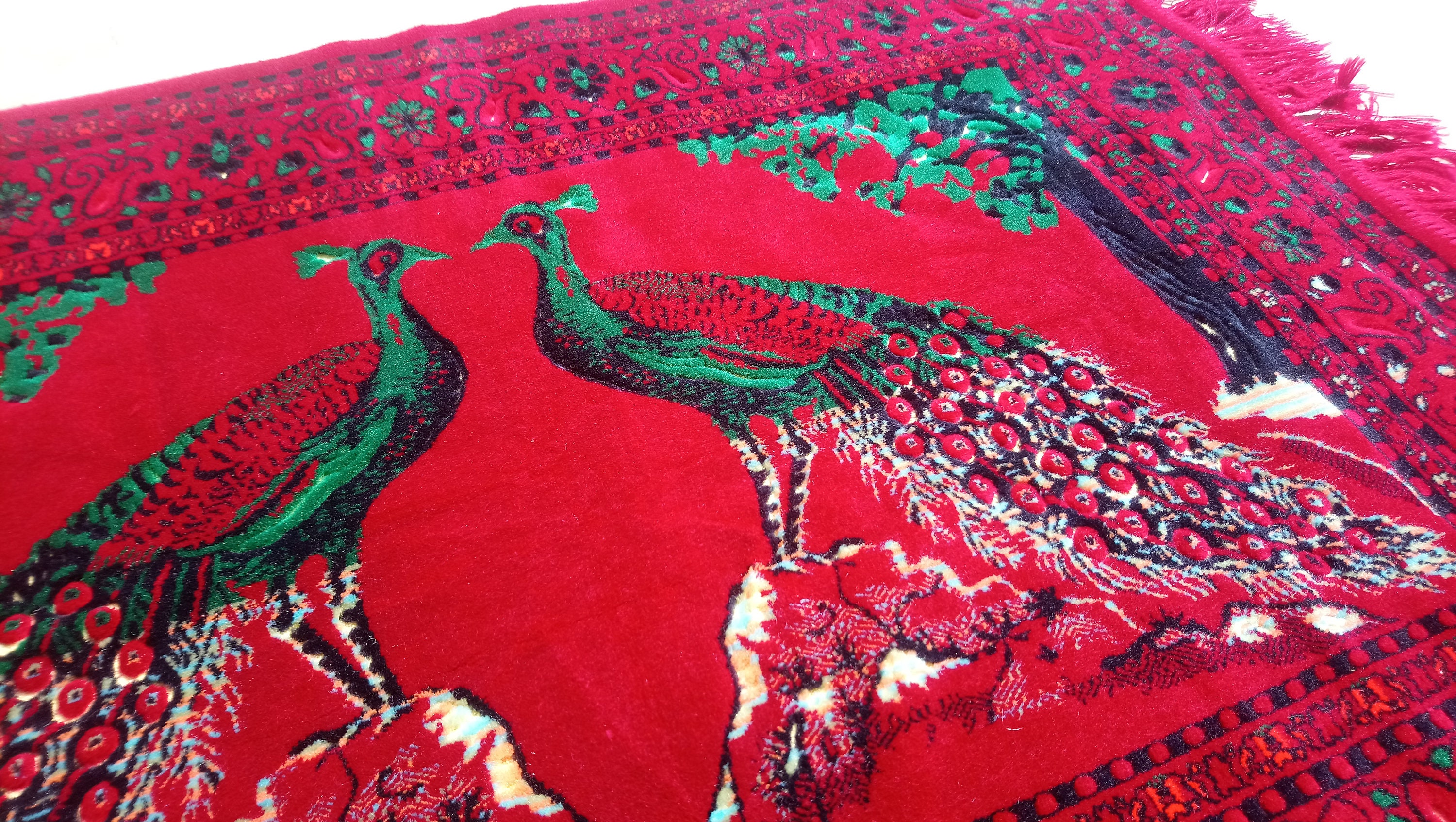 Peacocks Wall Tapestry Velvet 1970's Italian Fabric Etsy