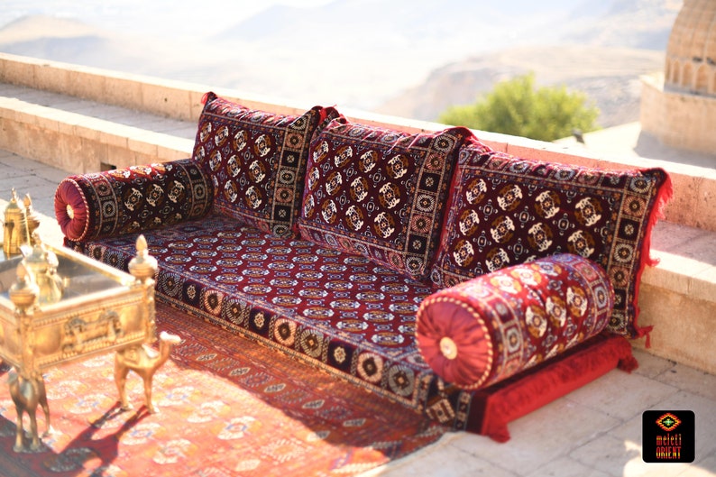 TURKMEN Bukhara Oriental Seating Majlis Toshak Bukhara Silky Velvet Indoor / outdoor Hookah lounge Home 6pcs image 8