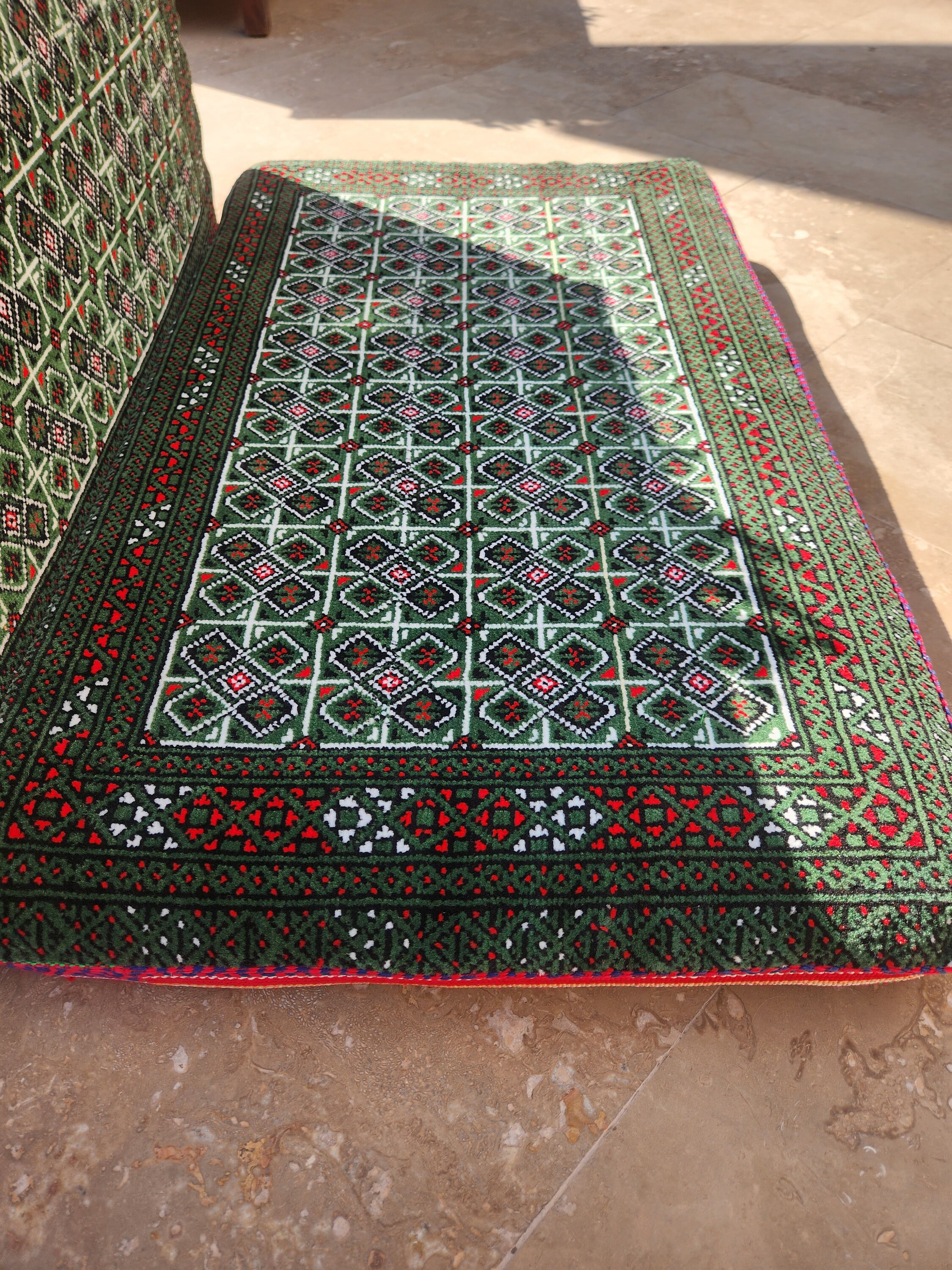 機械織りグリーン トルクメン ヤムット テケ チュバル、ヴィンテージ