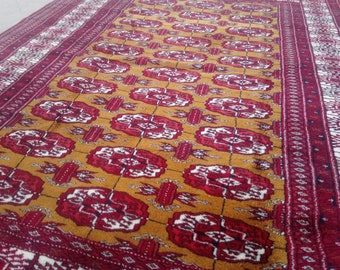 Bukhara hand-knotted tekke rug Bokhara carpet made in Turkmenistan 200x140cm, Rare Golden Colour