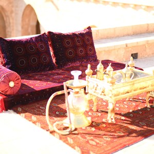AFGHAN Bukhara Oriental Seating Majlis Toshak Bukhara Silky Velvet Indoor / outdoor Hookah lounge Home 4pcs image 4