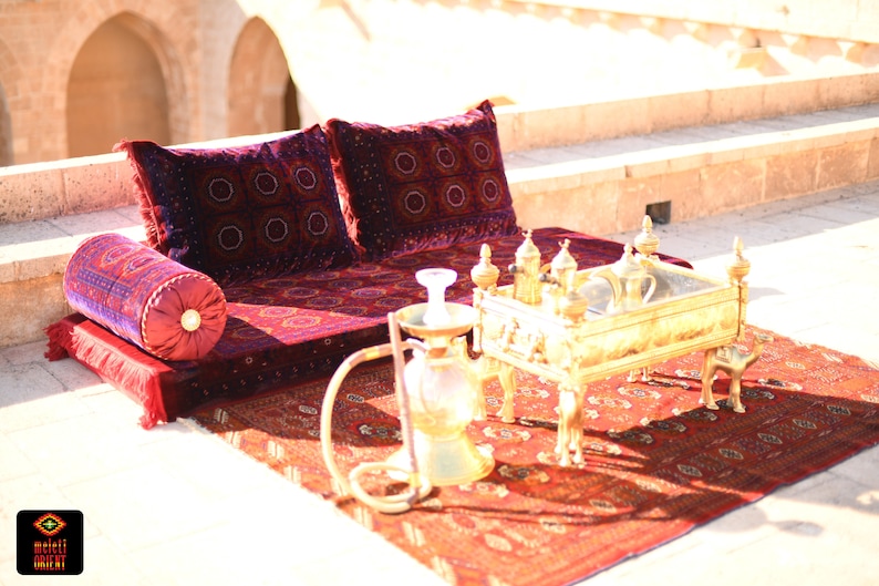 AFGHAN Bukhara Oriental Seating Majlis Toshak Bukhara Silky Velvet Indoor / outdoor Hookah lounge Home 4pcs image 4
