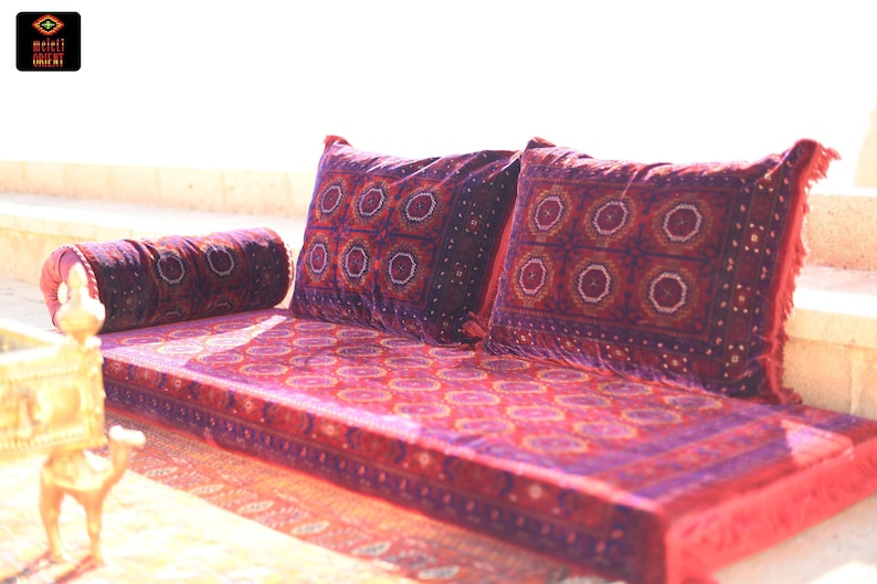 AFGHAN Bukhara Oriental Seating Majlis Toshak Bukhara Silky Velvet Indoor / outdoor Hookah lounge Home 4pcs image 1