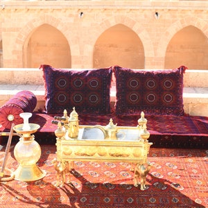 AFGHAN Bukhara Oriental Seating Majlis Toshak Bukhara Silky Velvet Indoor / outdoor Hookah lounge Home 4pcs image 3